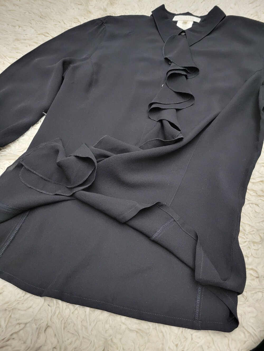 Vintage Escada Silk Black Blouse Sz 38 Medium - Picture 7 of 9